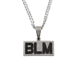 Ari&Lia MENS Sterling Silver BLM Pendant With Curb Chain. 2.5 Cubic Zirconia BLM-SS
