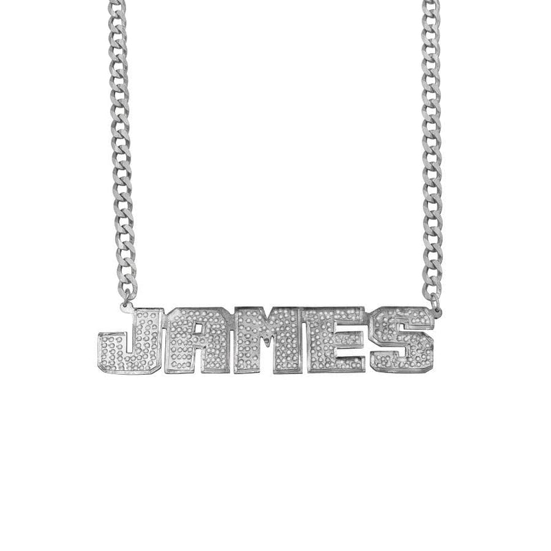 Ari&Lia MENS Sterling Silver Men's Single Plated Name Necklace With Curb Chain 897-CURB-SS