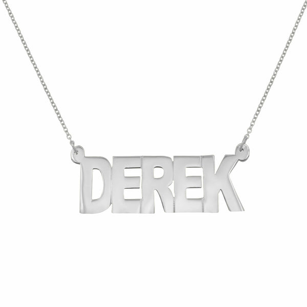 Ari&Lia MENS Sterling Silver Single Block Letters Men's Name Necklace NP90046-SS