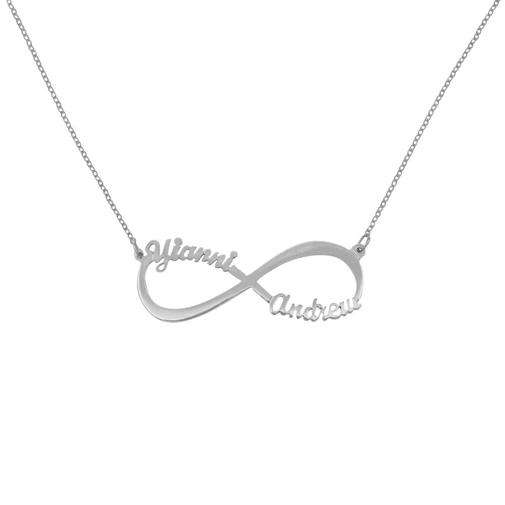 Ari&Lia Monogram & Trendy Sterling Silver 1.5” Script Infinity Couple Name Necklace NP30565-SS