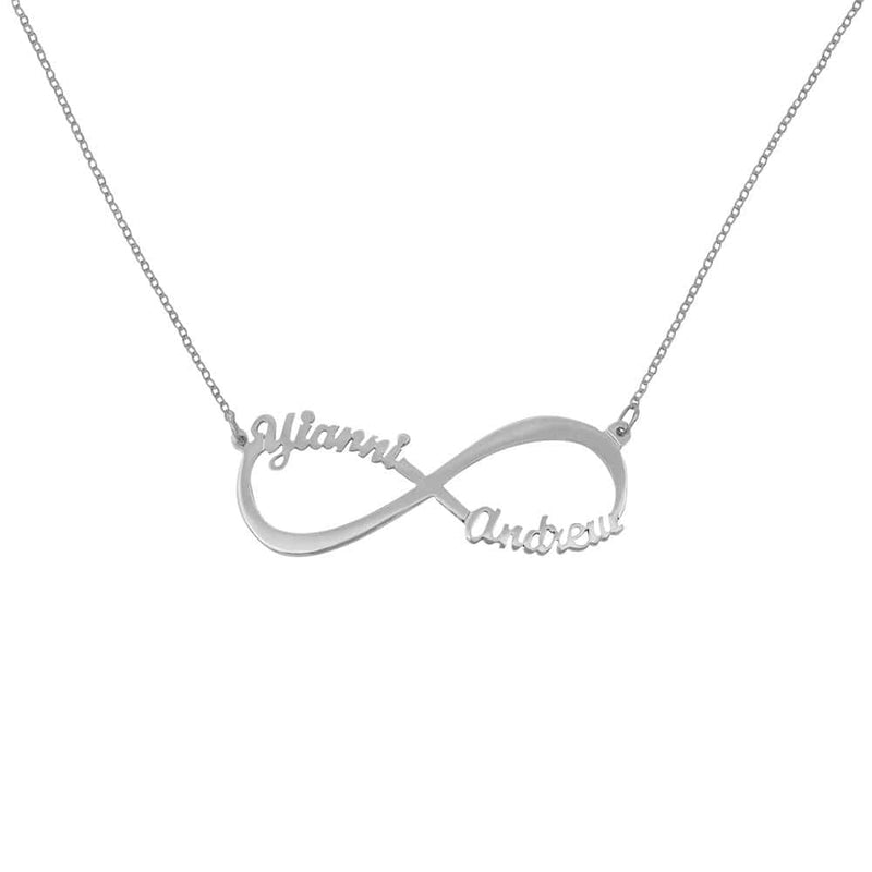 Ari&Lia Monogram & Trendy Sterling Silver 1.5” Script Infinity Couple Name Necklace NP30565-SS