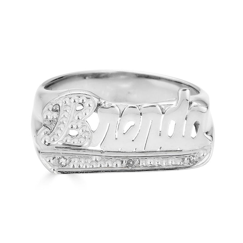 Ari&Lia Name Rings Sterling Silver Script Name Ring With Diamond Accent NR90623-SS