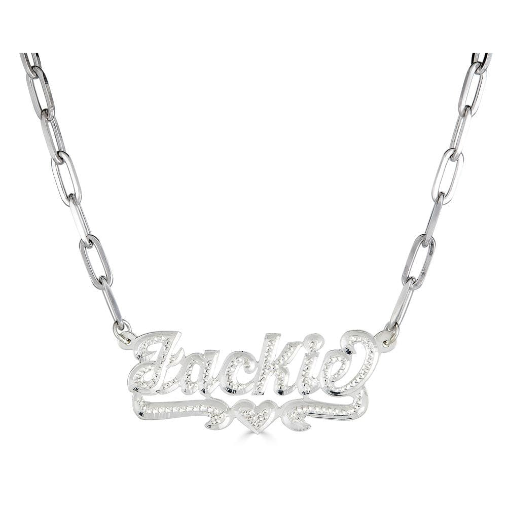 Ari&Lia PAPERCLIP COLLECTION Sterling Silver Single Plated Script Name Necklace with Paper Clip Chain 873-PPC-SS
