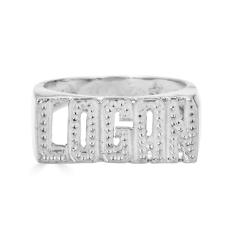 Ari&Lia Rings Sterling Silver Block Diamond Accent Name Ring NR90624-SS