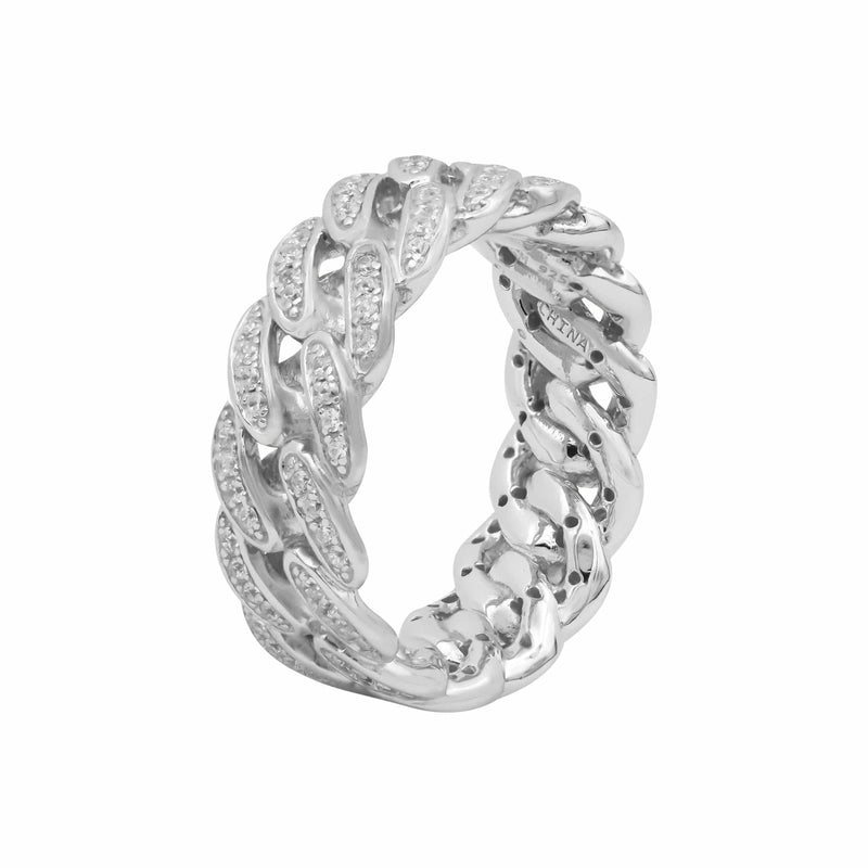 Ari&Lia Rings Sterling Silver Curb Link With Cubic Zirconia Ring 11020-SS