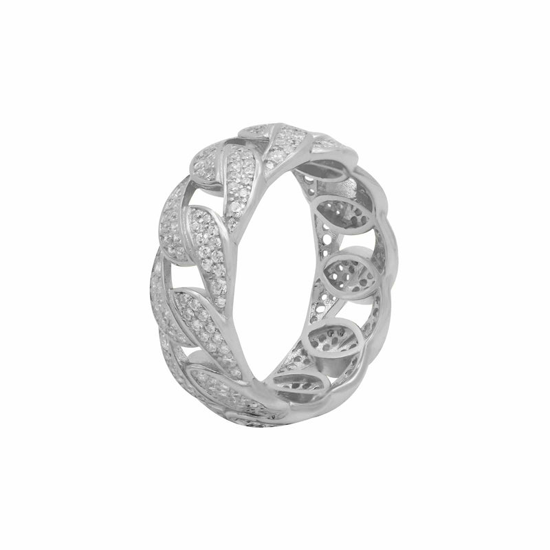 Ari&Lia Rings Sterling Silver Curb Ring with Cubic Zirconia 11021-SS