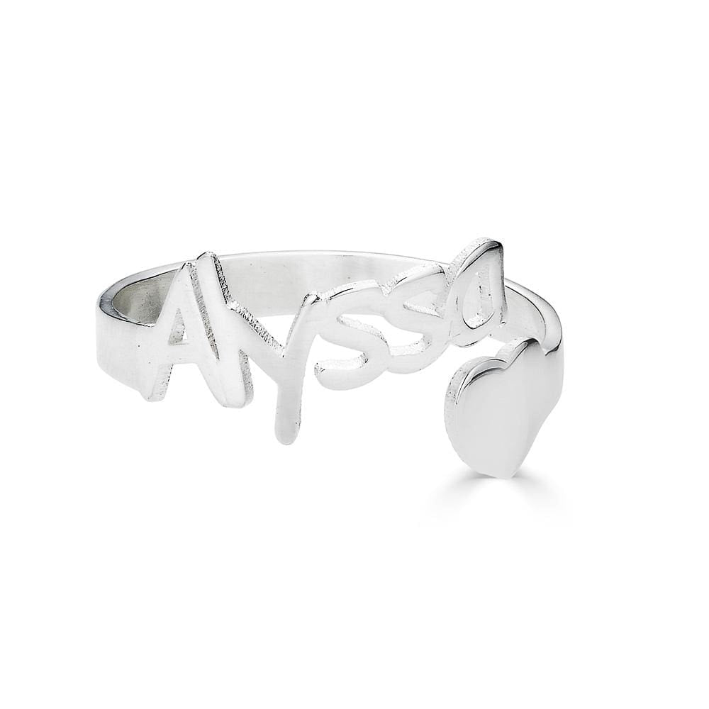 Ari&Lia Rings Sterling Silver Heart Name Ring NR0023-HRT-SS
