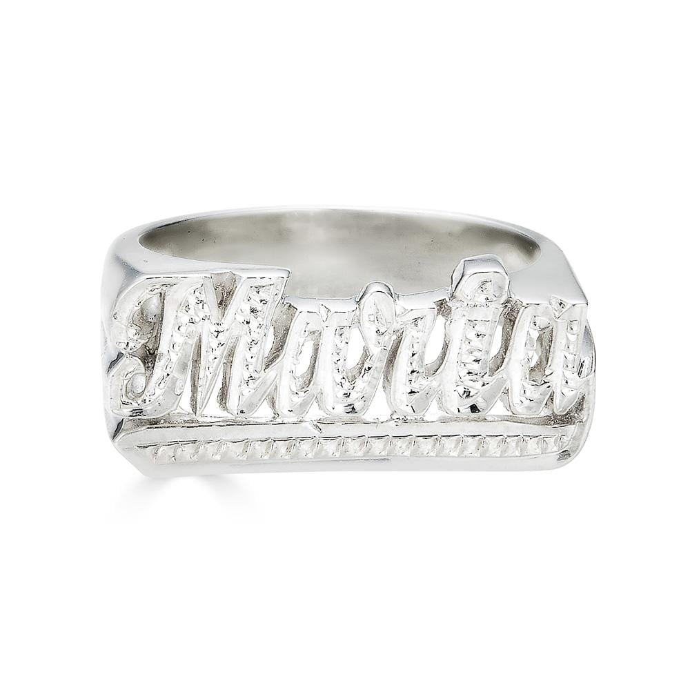 Ari&Lia Rings Sterling Silver Script Name Ring with Diamond Accent NR90622-SS