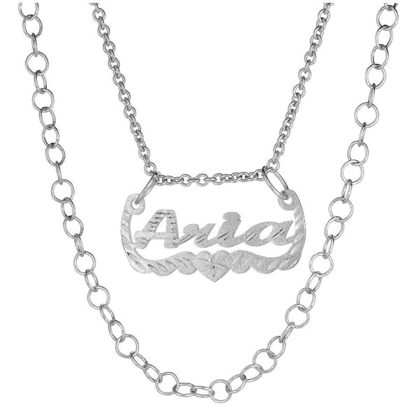Ari&Lia Single Sterling Silver Celebrity Inspired Double Chain Name Necklace NP30572-SS