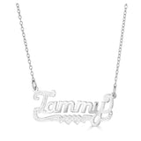 Ari&Lia Single Sterling Silver Single Name Necklace With Double Heart NP90556-SS