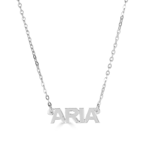 Ari&Lia Single & Trendy Sterling Silver Block Mini Name Necklace NP90043-BLOCK-SS