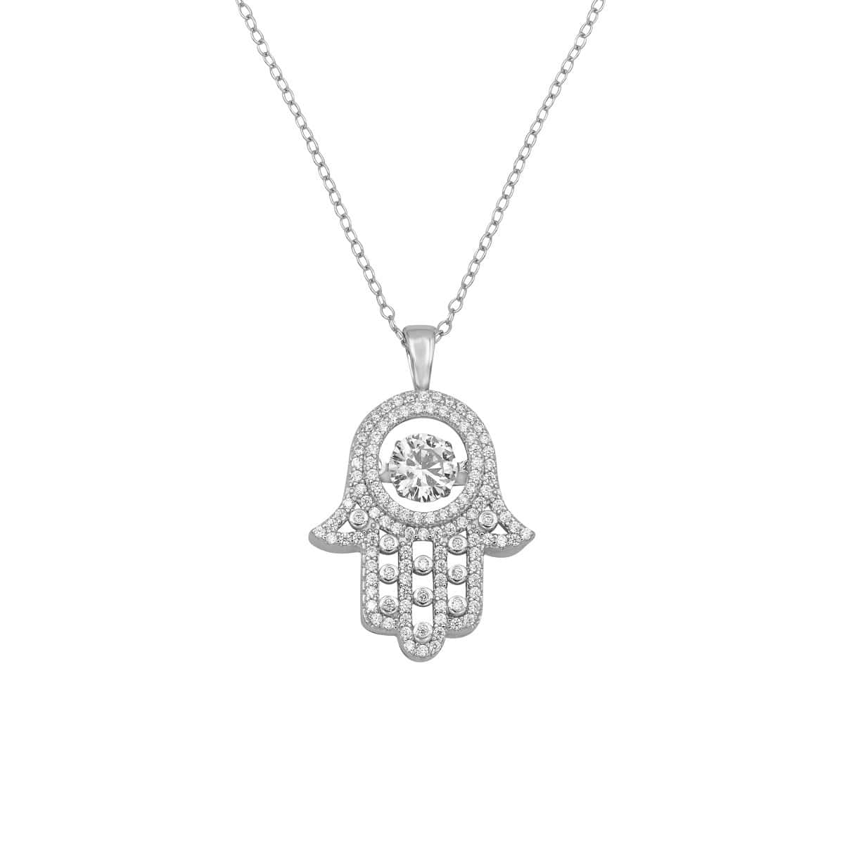 Ari&Lia Single & Trendy Sterling Silver Hamsa Pendant With Cubic Zirconia 11023-SS