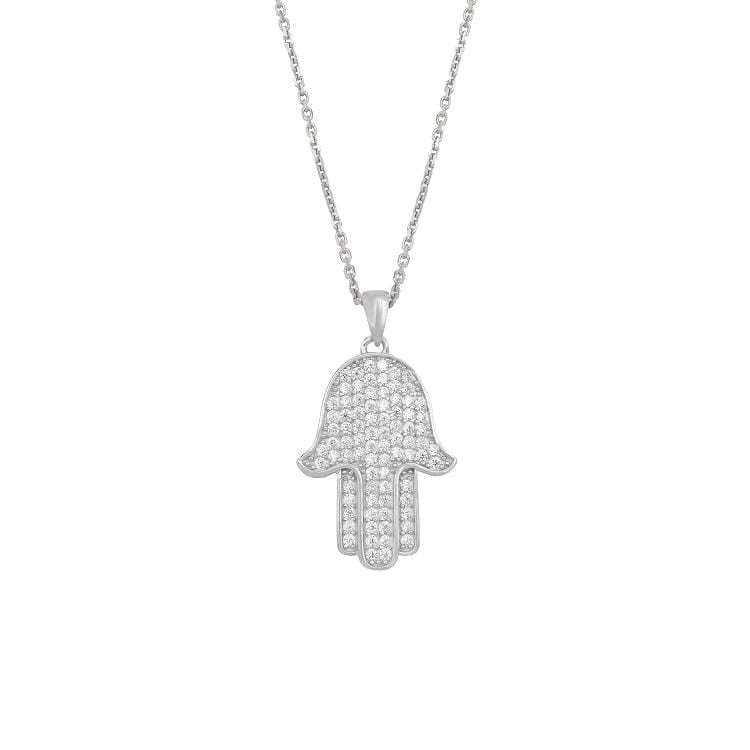 Ari&Lia Single & Trendy Sterling Silver Hamsa Pendant With Cubic Zirconia 11024-SS