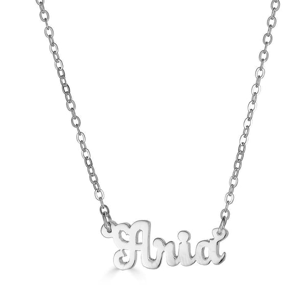 Ari&Lia Single & Trendy Sterling Silver Script Mini Name Necklace NP90043-SCRIPT-SS