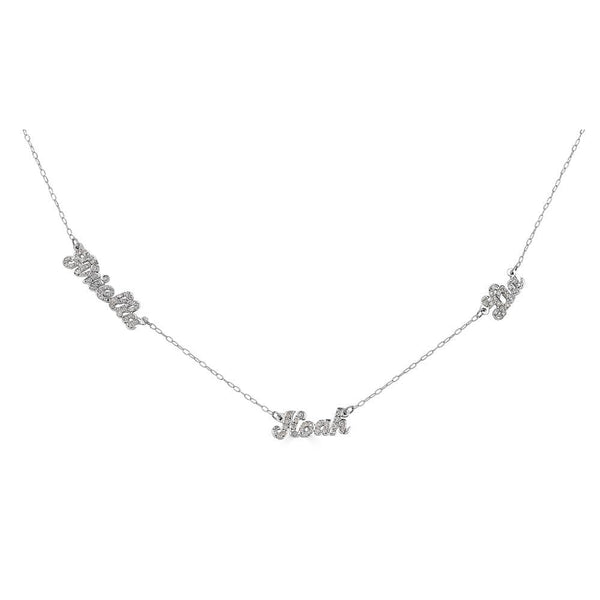 Ari&Lia Single & Trendy Sterling Silver Script Mini Name Necklace With Diamonds NP90043-SCRIPT-Diam-SS