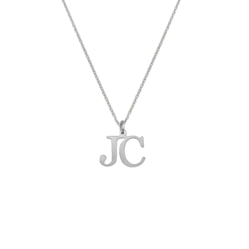 Ari&Lia Single & Trendy Sterling Silver Two Letter Block Initial Necklace NC30012 -SS