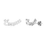 Ari&Lia Stud Earrings Sterling Silver Mini Script Curved Post Earrings NE30539-CURVED-BRS-SS