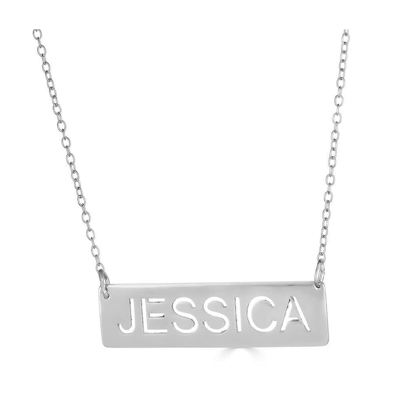 Ari&Lia Trendy Sterling Silver Cut Out Bar Necklace P5001-SS