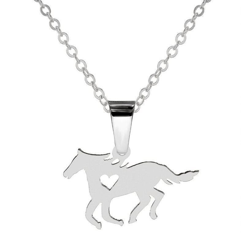 Ari&Lia Trendy Sterling Silver Horse Pendant With Cut Out Heart NP204-S-SS