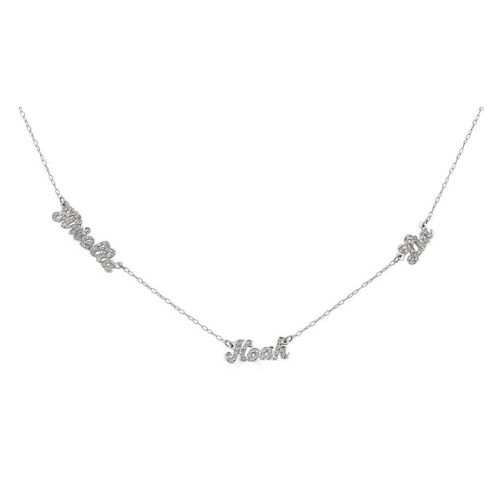 Ari&Lia Trendy Sterling Silver Script Mini Name Necklace With Cz's NP90043-SCRIPT-CZ-SS